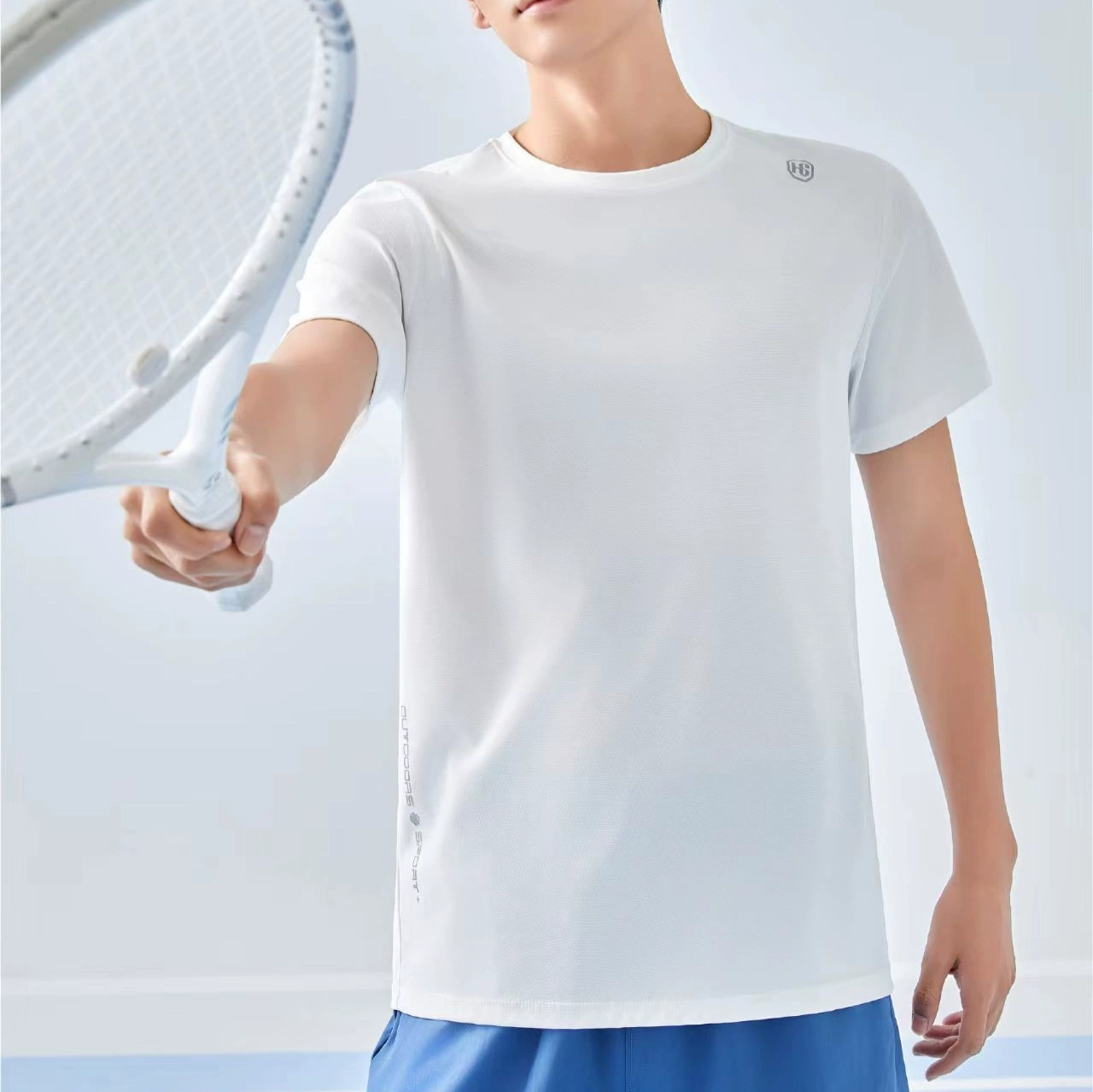 Мужчины с короткими рукавами A прохладный летний ледяной шелк быстродушение футболка для мужчин и женщин