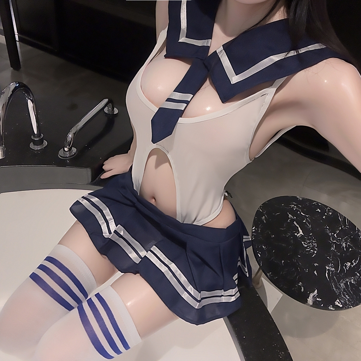 Lemon Story Sexy Lingerie Jk Uniform Suit Open Crotch Temptation Character Dress Preppy Pleated Skirt Sailor Suit 9133