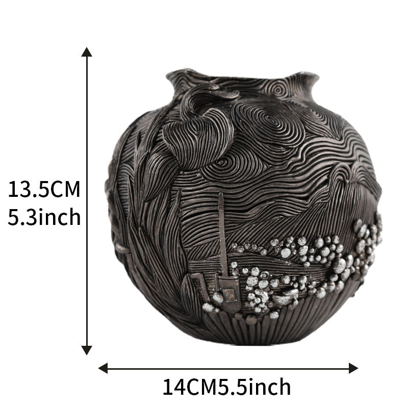 Overseas Hot Selling Van Gogh Inspired Night Vintage Art Flower Pot Home Living Room Simple Flower Arrange Black Flower Pot Ornaments