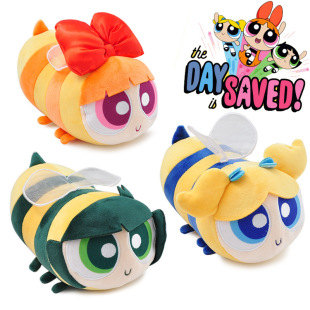 Authentic Cross-dressing Little Bee Flying Little Policewoman Flower Bubble Fur Lying Posture Plush Doll Creative Gift
