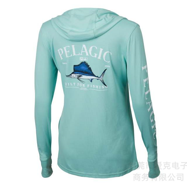 Pelagic fishing clothing hooded fishing shirt long sleeve Uv protection Women's T-shirt outdoor summer sun protection clothing breathable