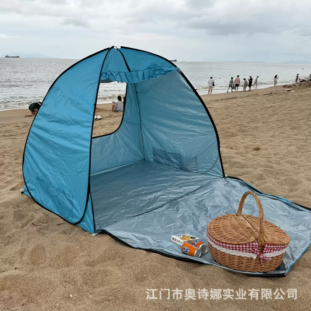 跨境亚马逊爆款全自动速开沙滩遮阳折叠野营帐篷户外沙滩帐篷带窗