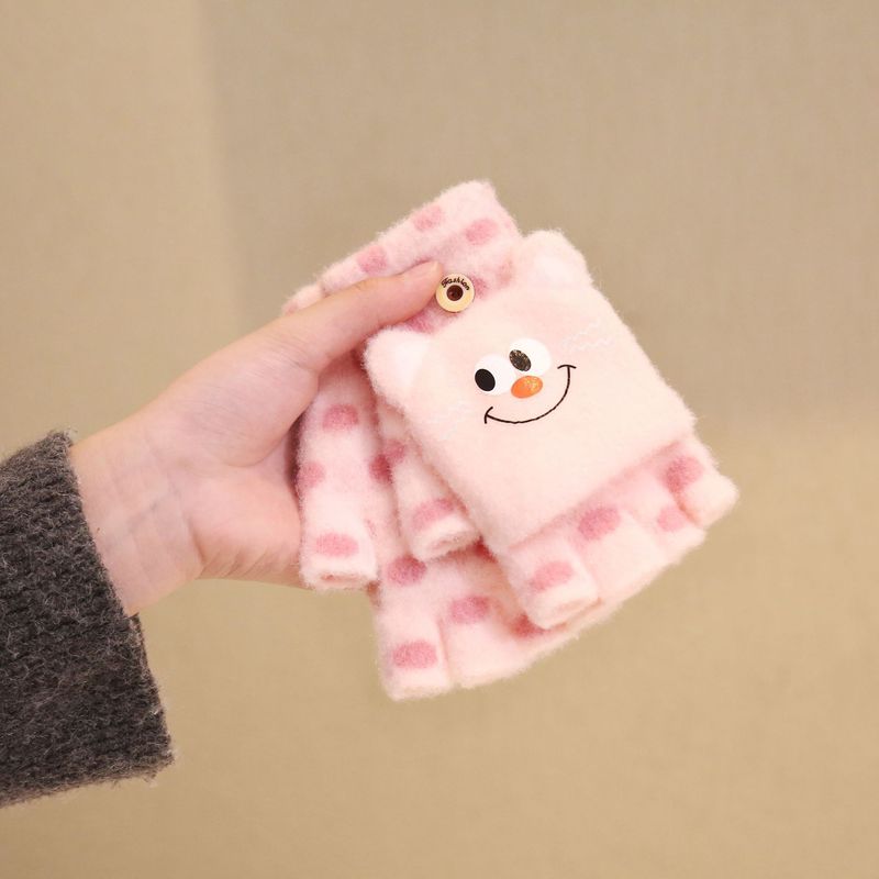 子供用カバー手袋冬の男女子供のかわいいアニメぬいぐるみは、凍結防止防寒保温ニット手袋を厚くしている|undefined