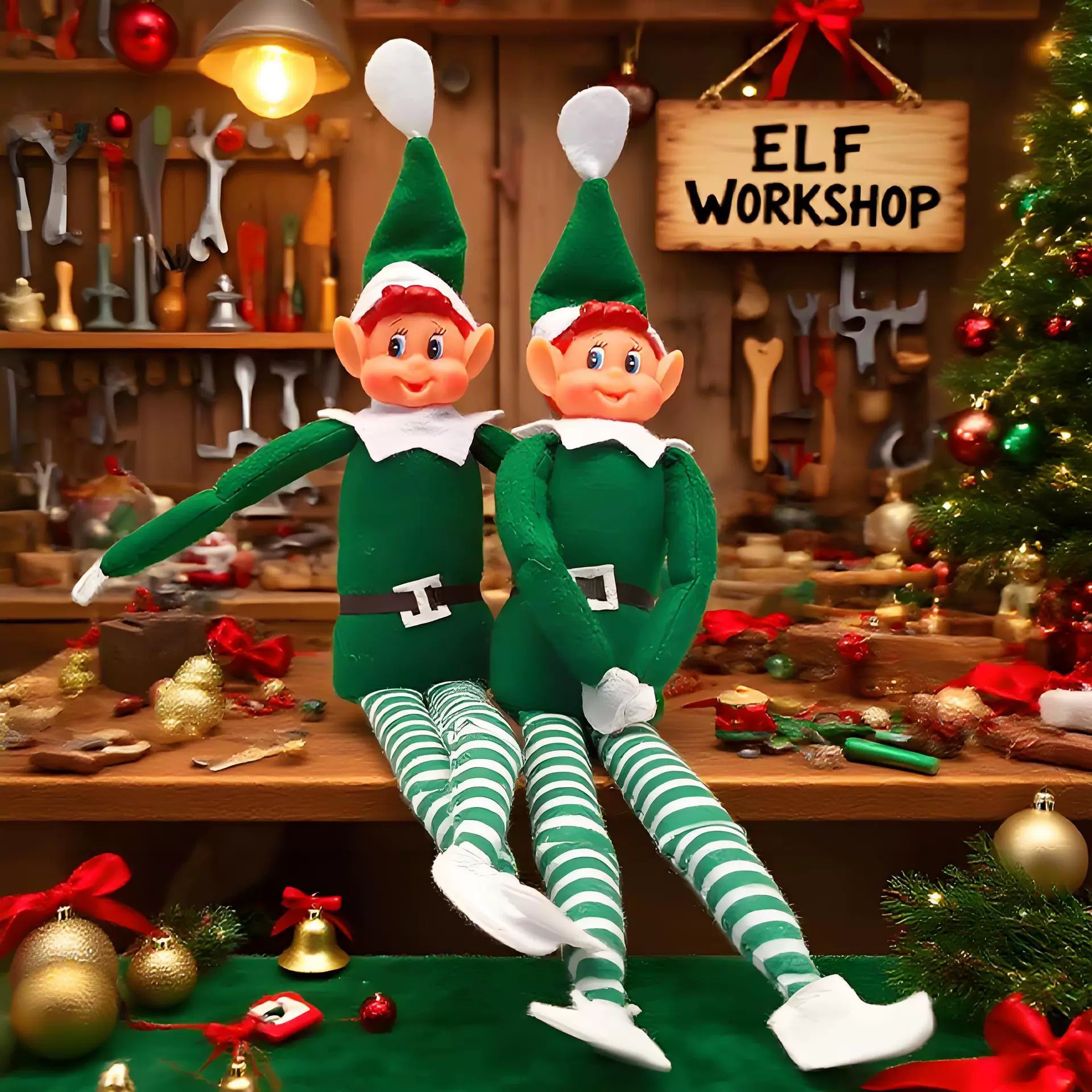 亚马逊新款圣诞节精灵娃娃圣诞书架摆件长腿娃娃圣诞节装饰品批发