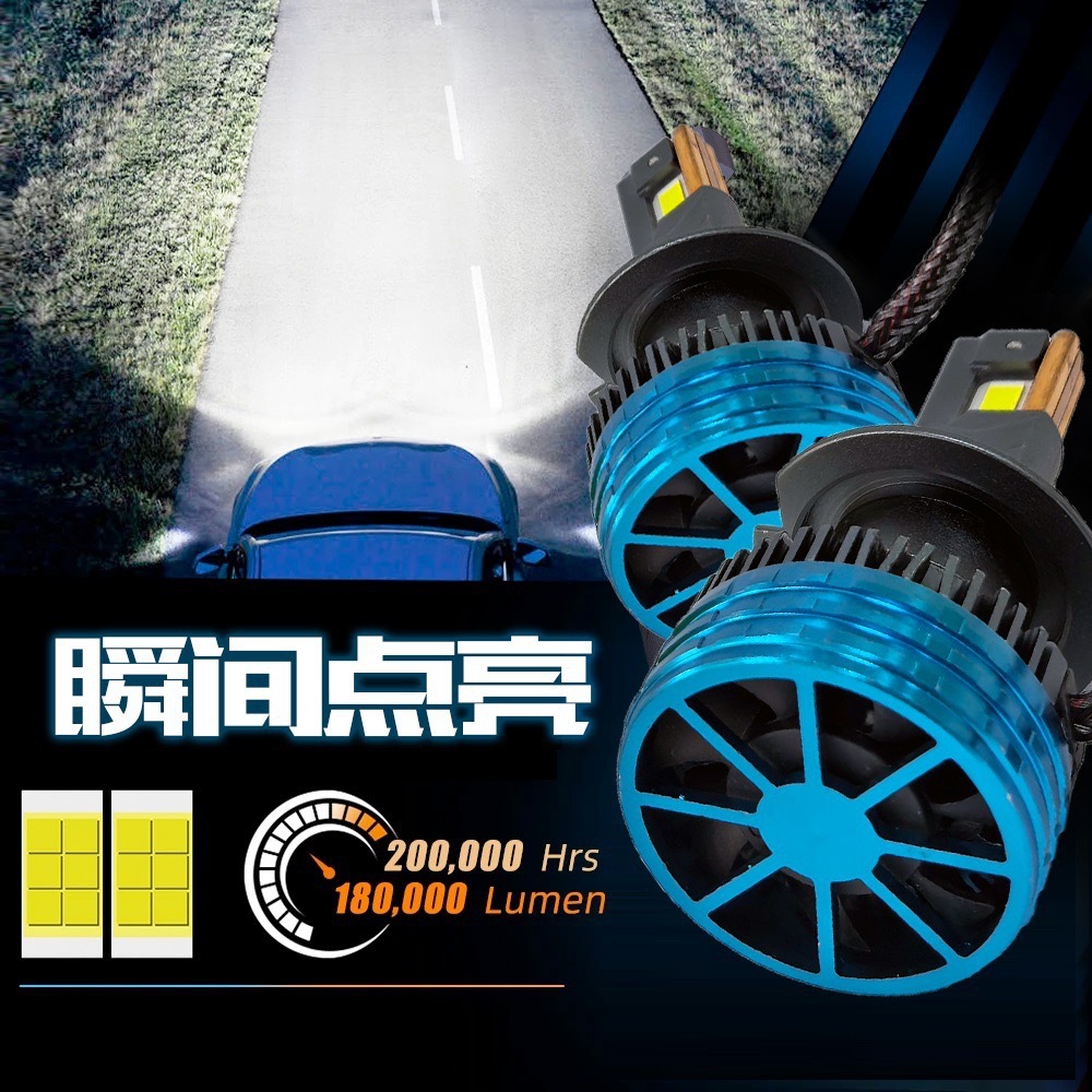 Copper LED headlights with laser, lantern, bulb, high power