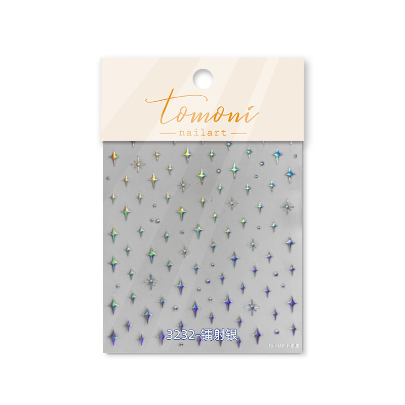 Pegatinas de uñas doradas tomoni populares pegatinas de uñas vintage fábrica al por mayor estrella japonesa de cuatro colores 3232