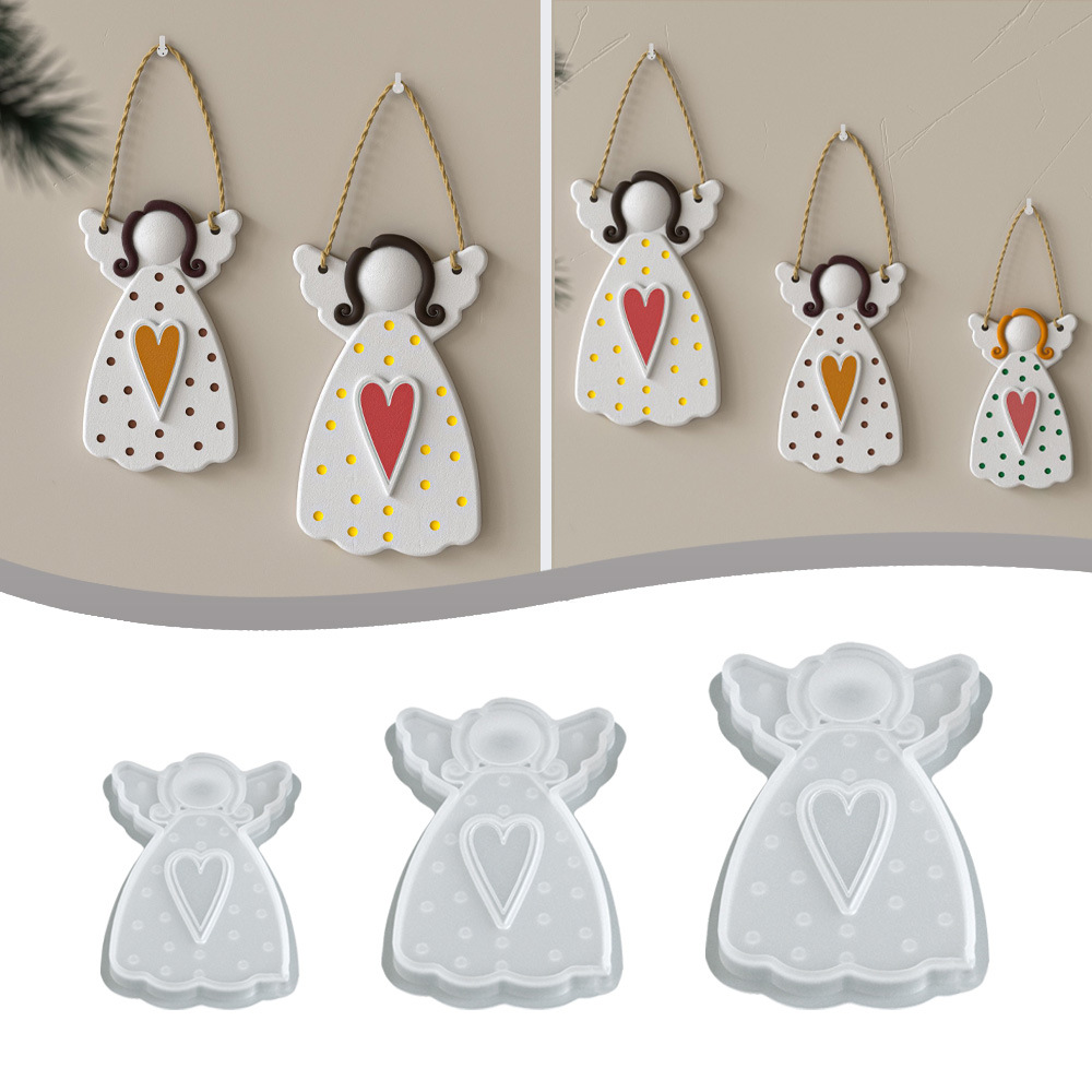 连衣环氧树脂模具diy饰品吊牌大中小天使翅膀女孩硅胶模具批发