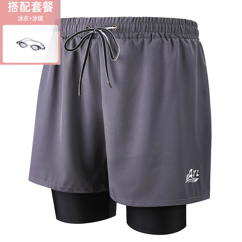 Grey 009 men's swimming trunks with goggles