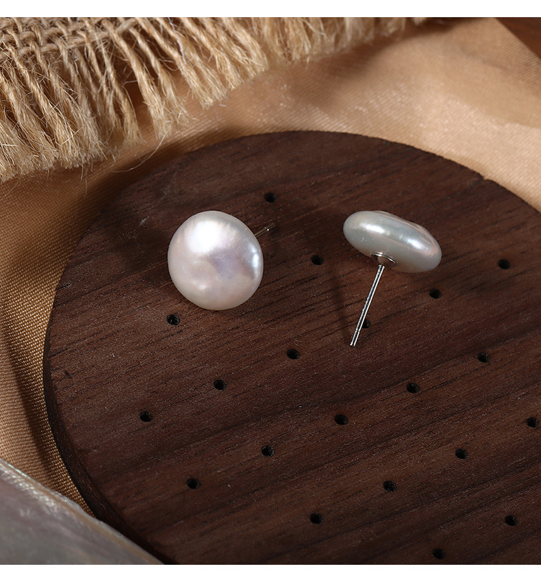 Solid Color Pattern 1 Pair Freshwater Pearl Copper Solid Color Ear Studs