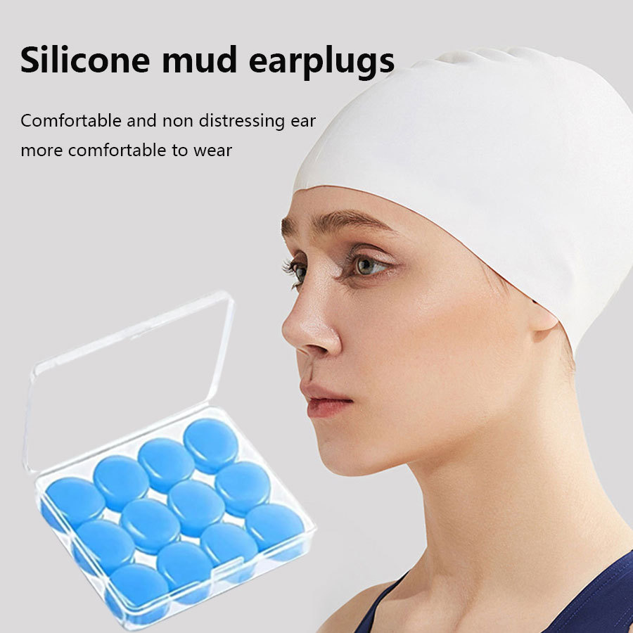 Cross-border Silicone Mud Children Adult Sleep Earplugs Noise-proof and Noise-reducing Swimming Waterproof Square Boxed Silicone Mud Earplugs
