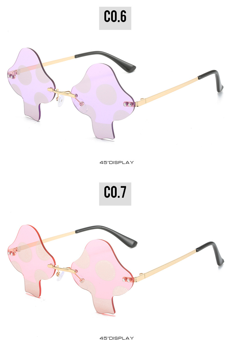 Mushroom Pattern Women'S Gender Hip-Hop Mushroom PC UV400 Protection Special-Shaped Mirror Full Frame Women's Sunglasses