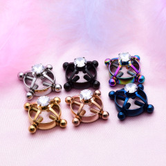 Factory Direct Sale European and American Diamond-Carved Nipple Rings, Non-Pierced Electroplated Nipple Ring Clamps, Custom Human Body Piercing Accessories Wholesale