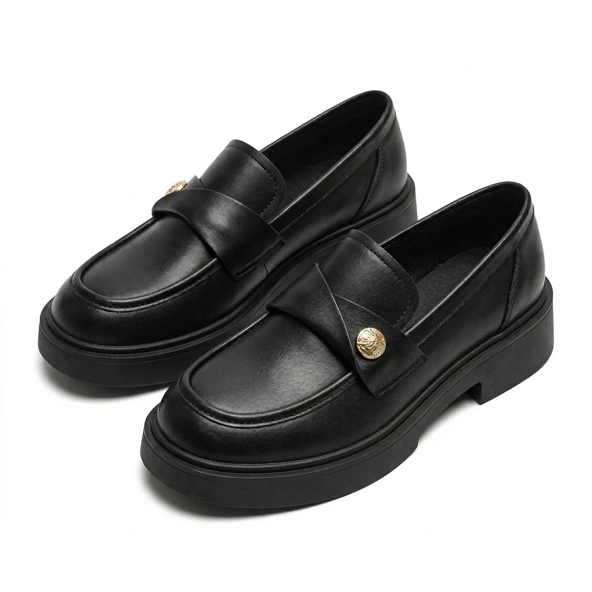 Mocasines Loafer de Plataforma para Mujer Cuero Artificial y Caucho Suela Suave para Trabajo Uso Casual