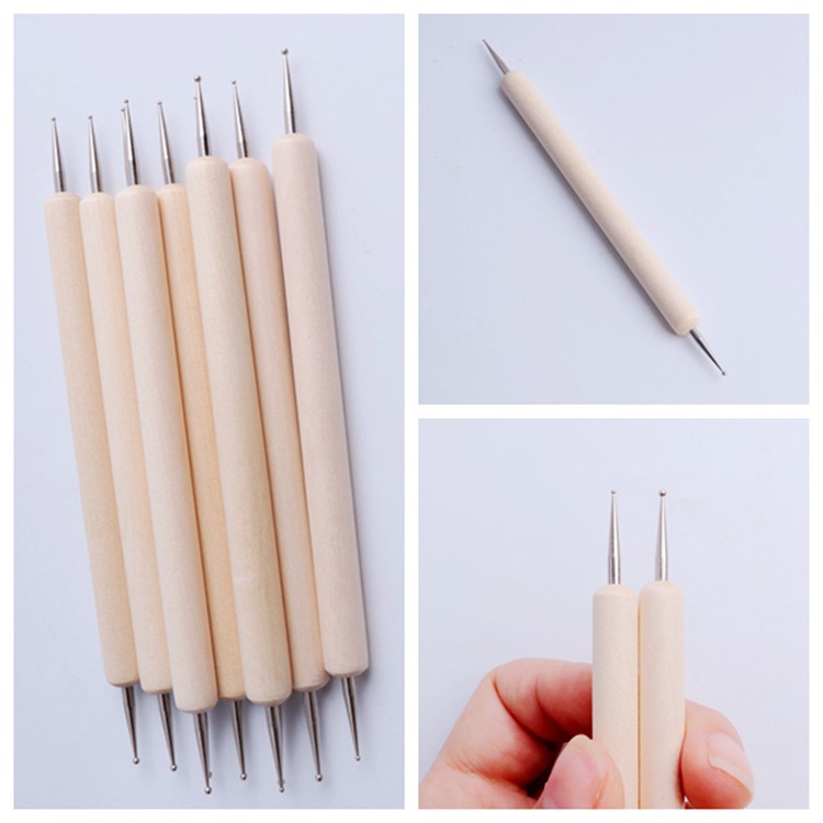 Cloth drawing iron pen cross stitch props water-soluble handmade DIY embroidery supplies wooden handle two-end rubbing pen tool