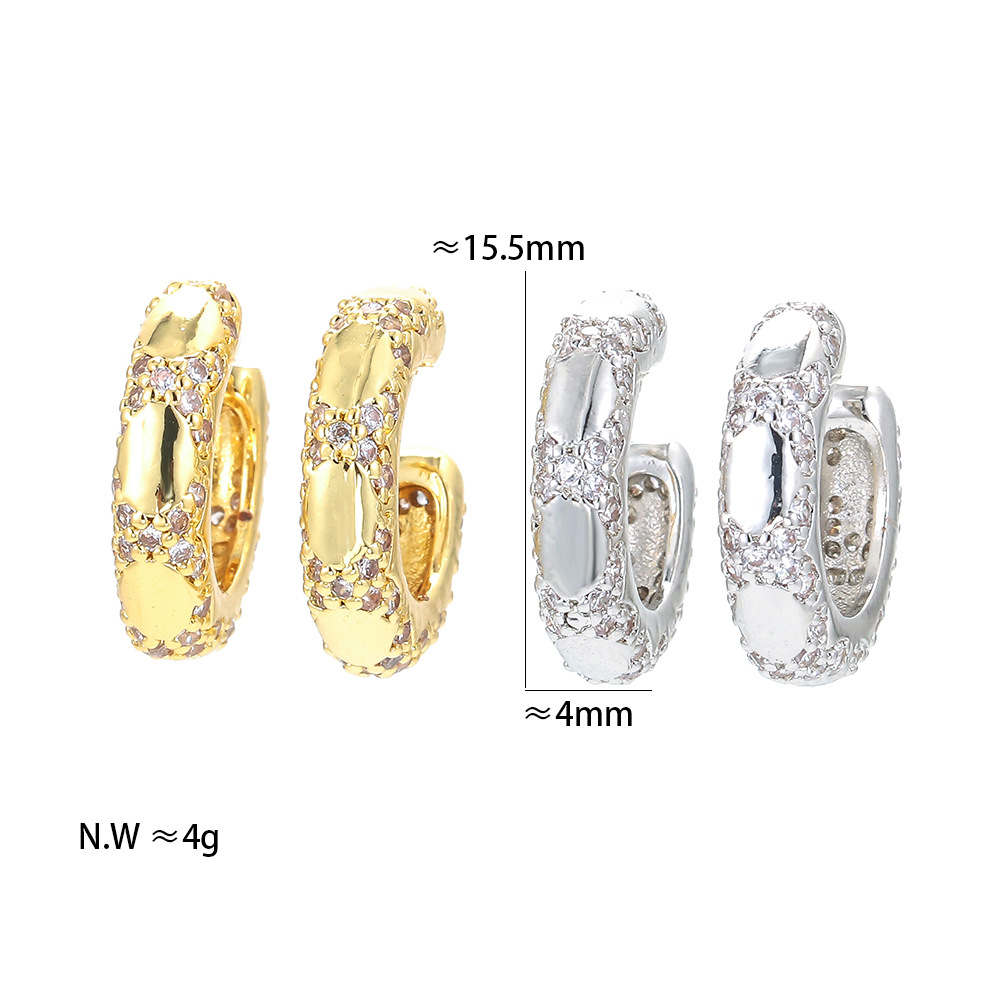 Copper Material Wholesale Jewelry Retro Diamond Circle Copper Ear Clip Nihaojewelry