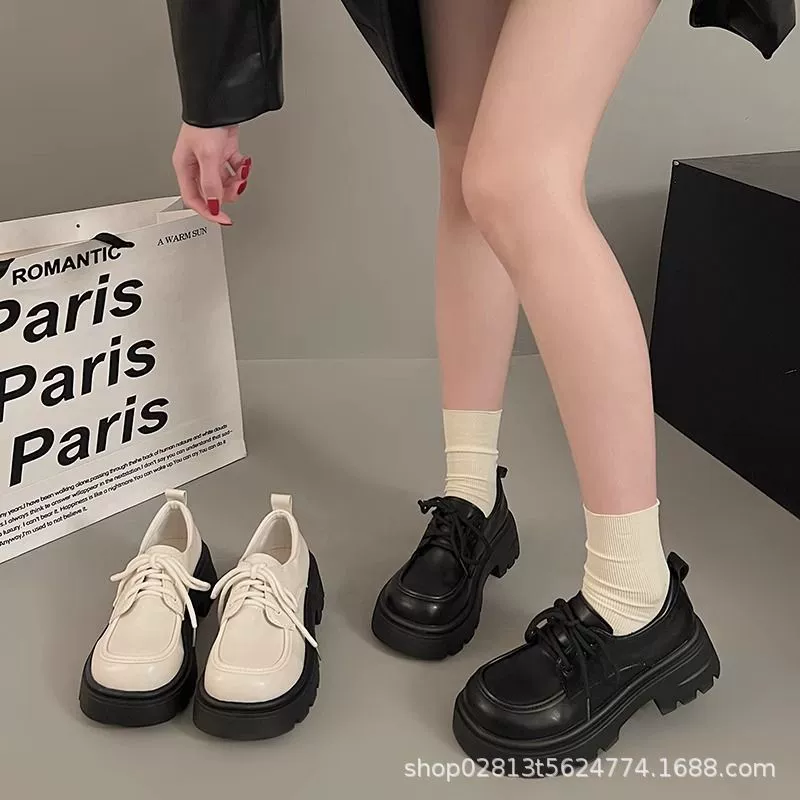 Британские ретро-стилистические сапоги 2024 осенние и зимние классические туфли с толстым шнурком Lefu jk дикая юбка