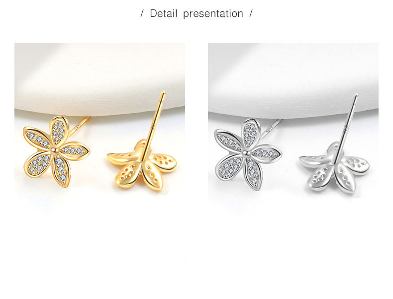 Ear Studs Classification 1 Pair Quantity 1 Pair 18K Gold Plated 925 Sterling Silver Zircon 925 Sterling Silver Earrings Flower Ear Studs