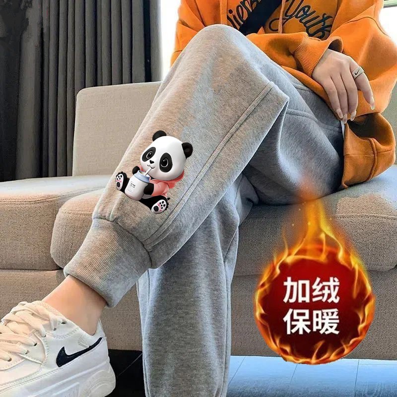 밀크 팬더 스크류 그레이 팬츠 플러스 벨벳