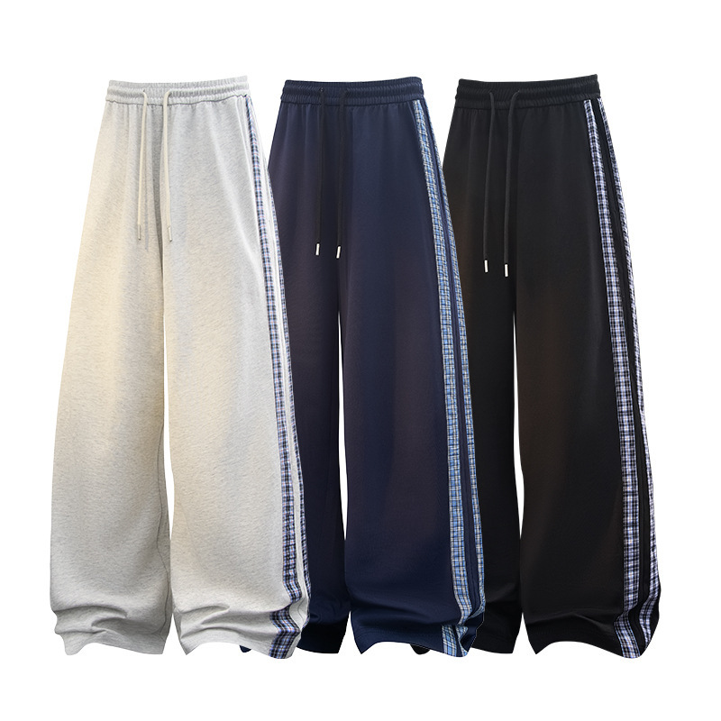 American-Style Striped Pants Summer Thin Trendy Brand Loose Pants Men's Sports Quick-Dry Casual Long Pants Ck2349 Black