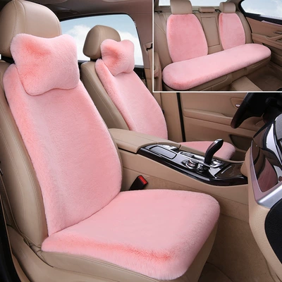 Seat cushion, seat cover — Seat Cushions, Winter Plush Three-Piece Set - dusty-rose-three-piece-set-4-backrests-2-neck-pillows-extra-thick-plush