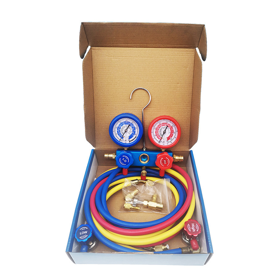 Juego de medidores de medios de refrigeración de aire acondicionado para automóviles R134A/R410A Juego de instrumentos de colector de CA Refrigeración Modelo de comercio electrónico transfronterizo