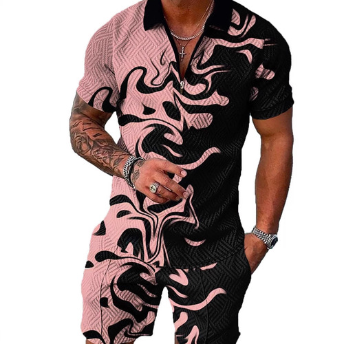POLO zipper shirt short-sleeve suit Independent station European and American men's clothing new independent station source casual transportation