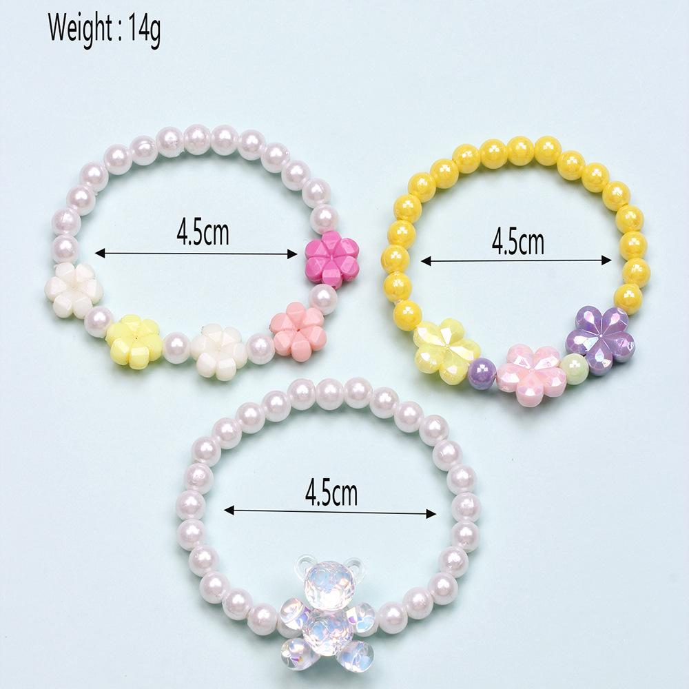 Simple Style Heart Shape Flower Plastic Beaded Girl's Bracelets display picture 5