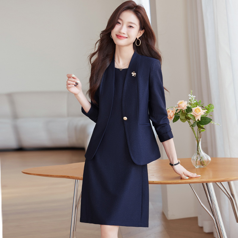 High-End Pink Small Suit Jacket for Women 2025 Autumn and Winter New Elegant Professional Wear Work Clothes Dress Two-Piece Set High-End Pink Small Suit Jacket for Women 2025 Autumn and Winter New Elegant Professional Wear Work Clothes Dress Two-Piece Set