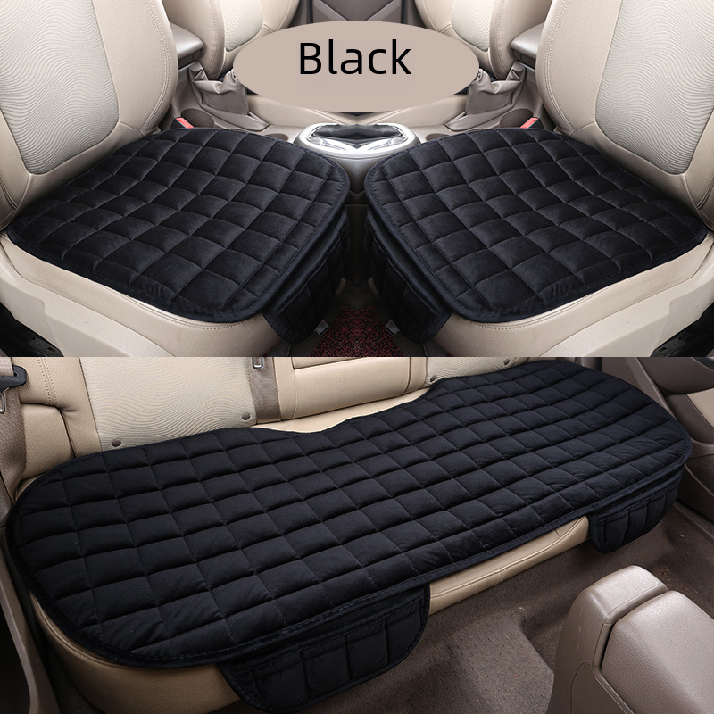 Car cushion winter plush non-slip three-piece set of two seats + rear seat without backrest small three-piece manufacturers wholesale_voghion.com