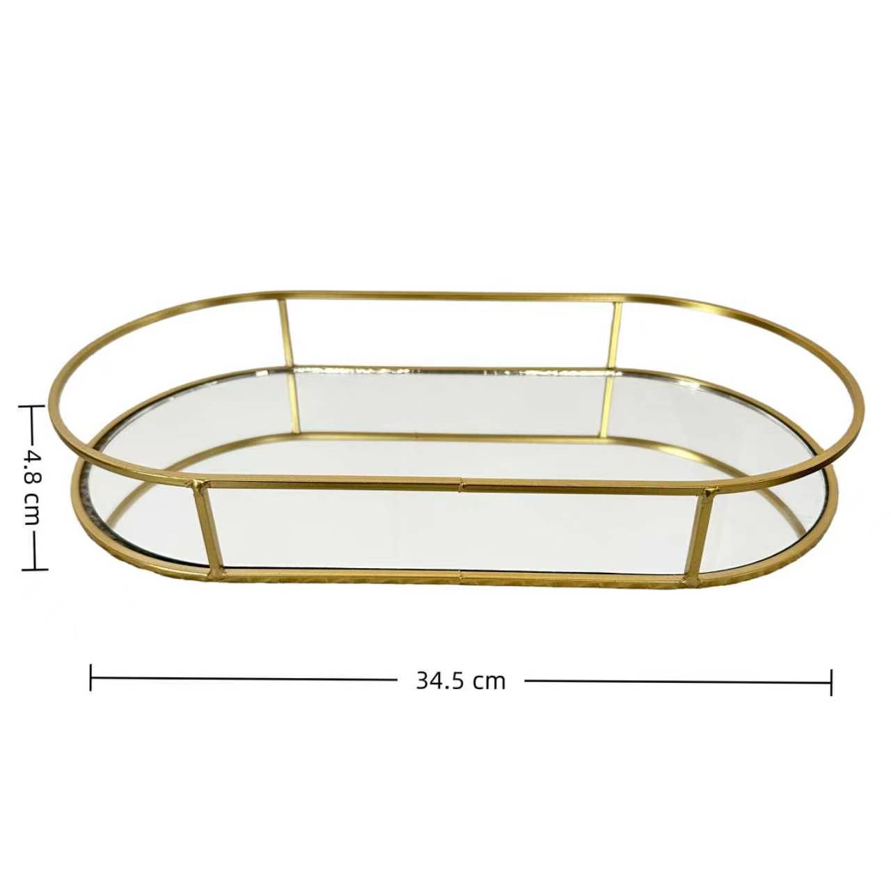 Espejo de lujo ligero bandeja de almacenamiento cosméticos perfumes joyas acabado estante de pastel estante de escritorio ins bandeja de aire