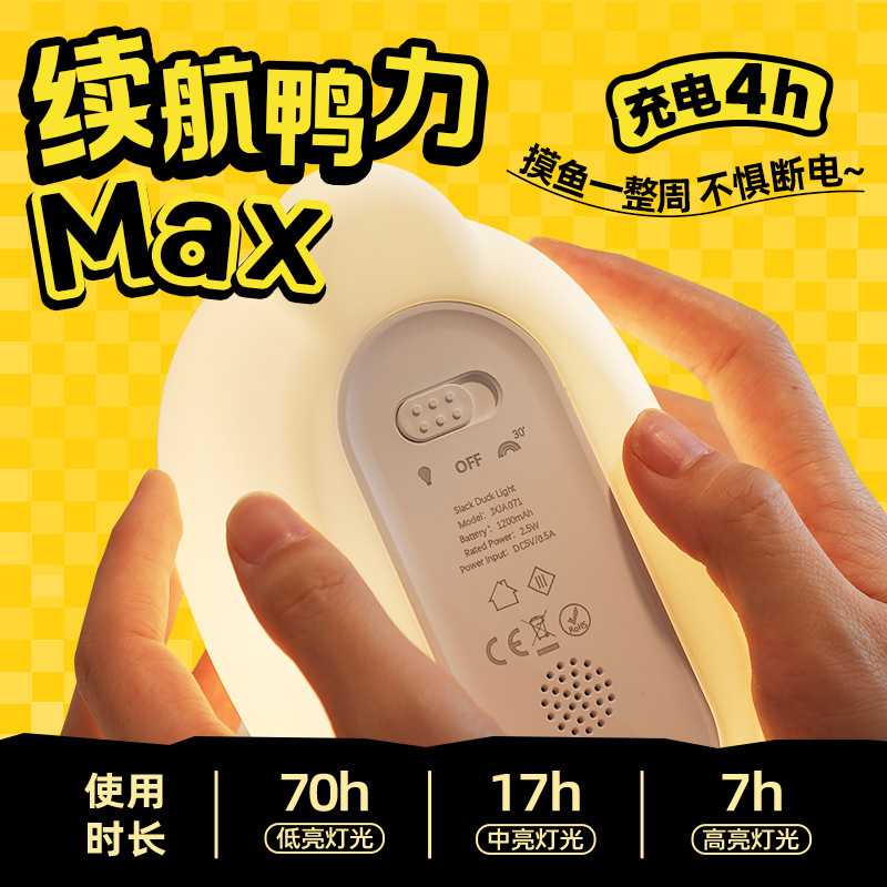 クリエイティブ漫画タッチアヒルパットシリコーンナイトライト USB 充電式ベッドサイド授乳雰囲気カラフルなソフトライトナイトライト|undefined