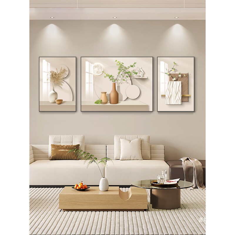 Cream-Style Living Room Decorative Painting, Sofa Background Wall Hanging Painting, Modern Minimalist 2026 New Model Triptych Wall Art, Warm Home Decor Cream-Style Living Room Decorative Painting, Sofa Background Wall Hanging Painting, Modern Minimalist 2026 New Model Triptych Wall Art, Warm Home Decor
