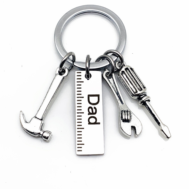 Amazon Cross-Border Father's Day Gift Dad Stainless Steel Keychain Hammer Screwdriver Wrench DIY Titanium Steel Material