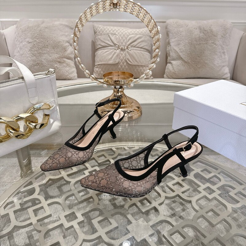 2025 Spring/Summer New D Brand European and American Fashion Pointed Toe Stiletto Heel Open Back Sandals Women's Sexy High Heels Single Shoes