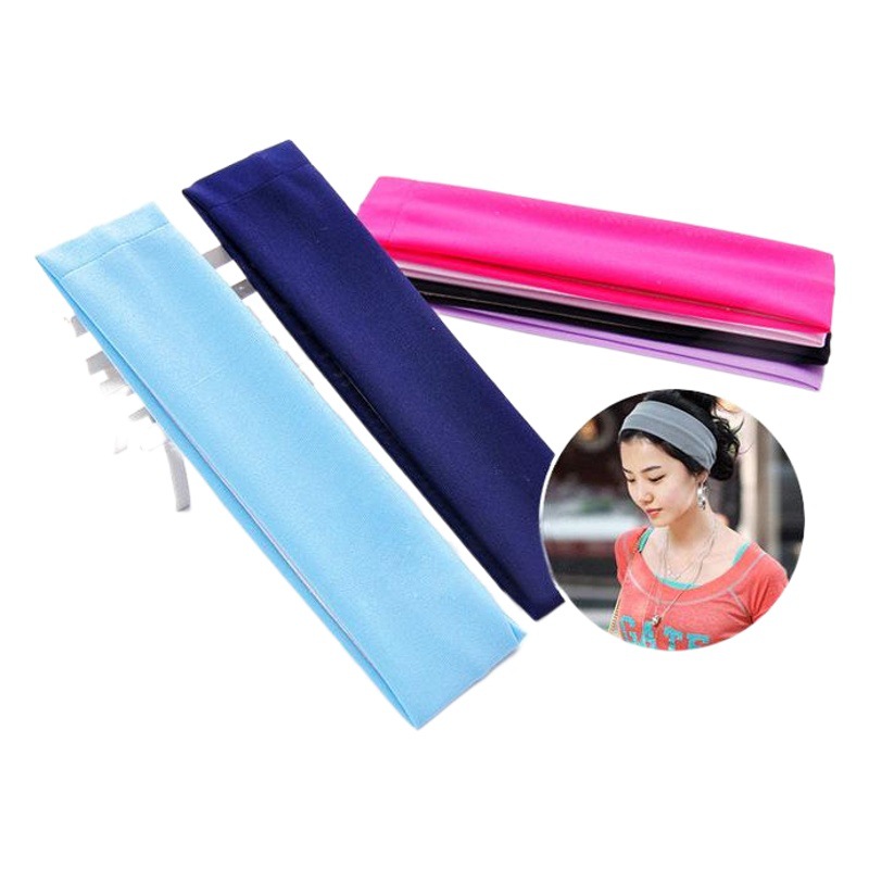European and American Sports Headbands, Yoga Sweatbands, Men's and Women's Running Fitness Headbands, Elastic Cotton Headscarves, Solid Color Wide-Brimmed Headbands
