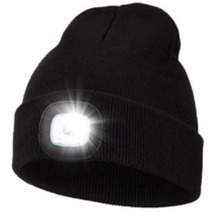 针织帽LED帽子秋冬季户外发光帽夜跑夜钓LED灯发光帽创意款前后灯
