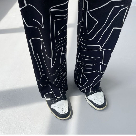 Ice Silk Wide Leg Pants Women's Pants Summer Thin Long Pants 2023 New Printed Casual Pants High Waist Draping Pocket