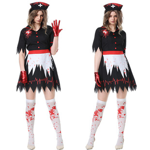 New European and American Halloween Vampire Female Nurse Horror Zombie Cosplay Masquerade Party Dress