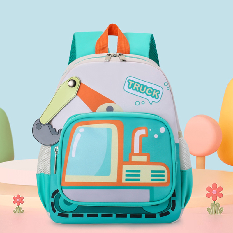 Excavadora de dibujos animados bolsas escolares de jardín de infantes para niños de 3 años y 5 años de edad preescolar mochila permeable mochila para niños