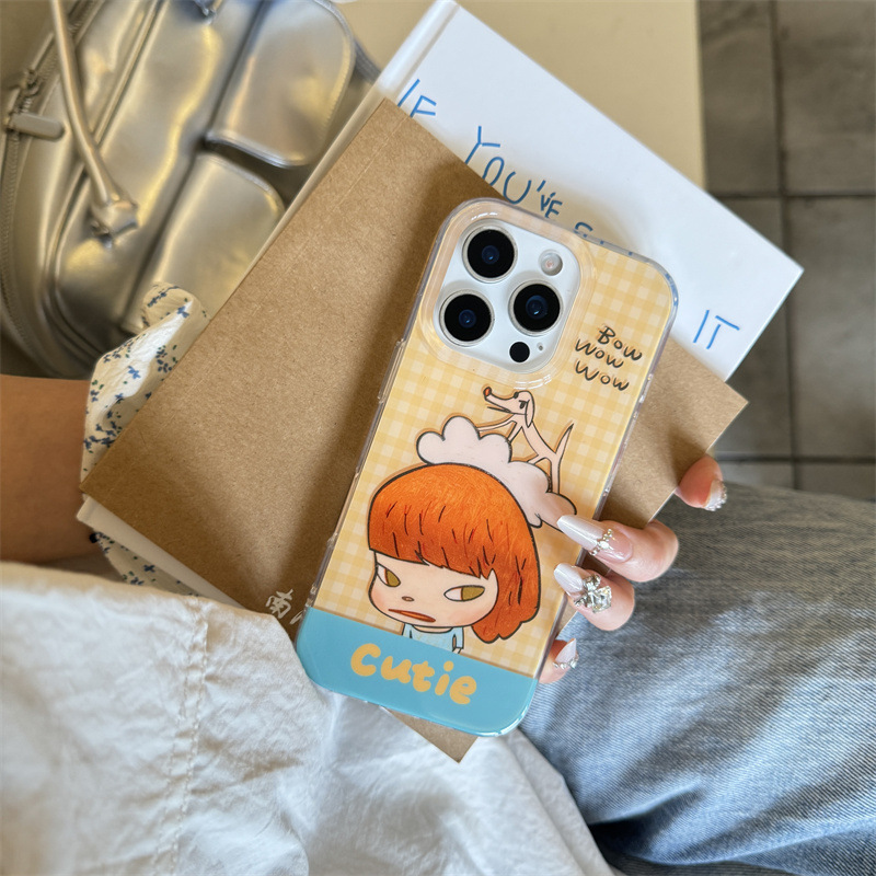 韩系格纹狗狗奈良美智适用iPhone16苹果15ProMax手机壳14创意个性|undefined