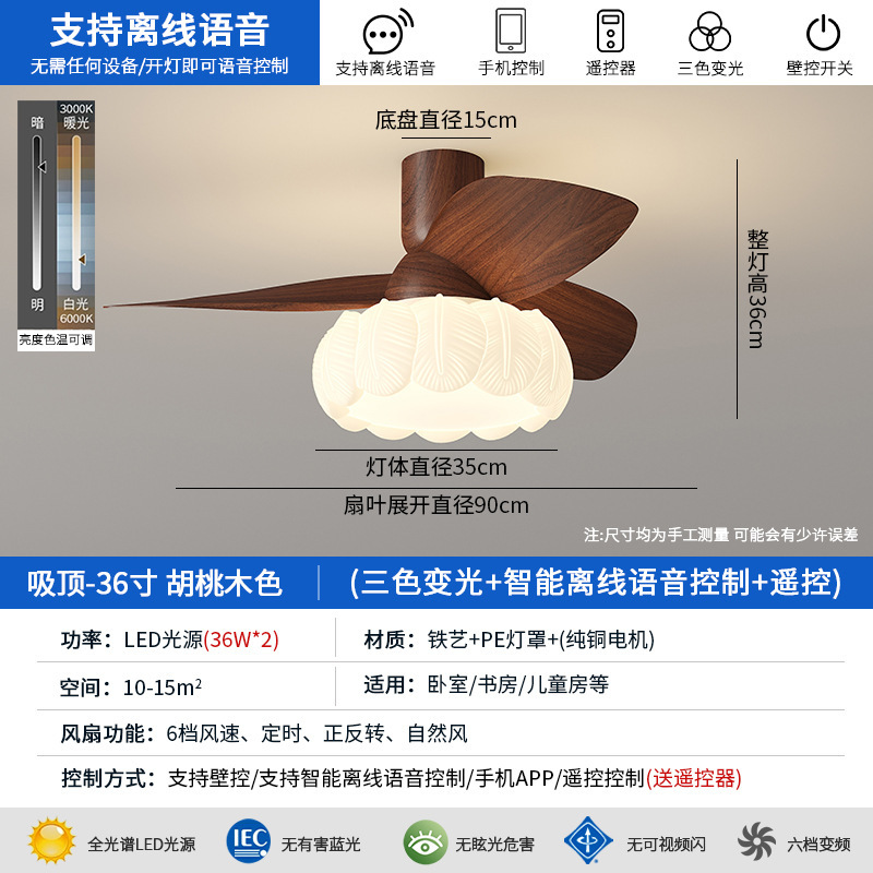 原木风扇灯2025年新款中古风餐厅风扇灯家用静音直叶扇中山灯具|undefined