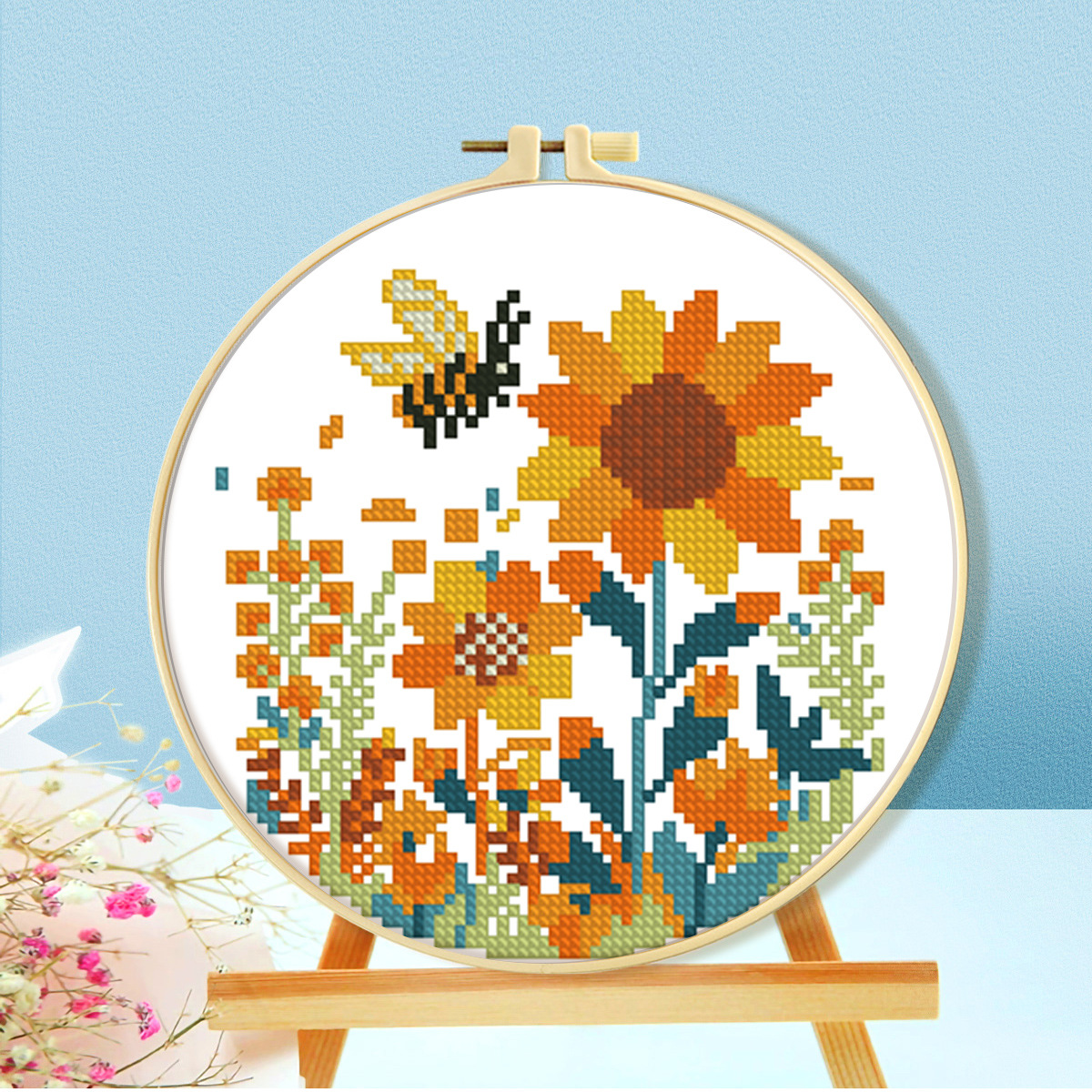 Mona Lisa - Bordado de Punto de Cruz Real con Diseño de Abeja y Flor, Decoración Hecha a Mano para Sala de Estar o Estudio image 4