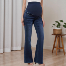 8032跨境孕妇裤欧美春季牛仔裤托腹外穿显瘦时尚百搭修身喇叭裤