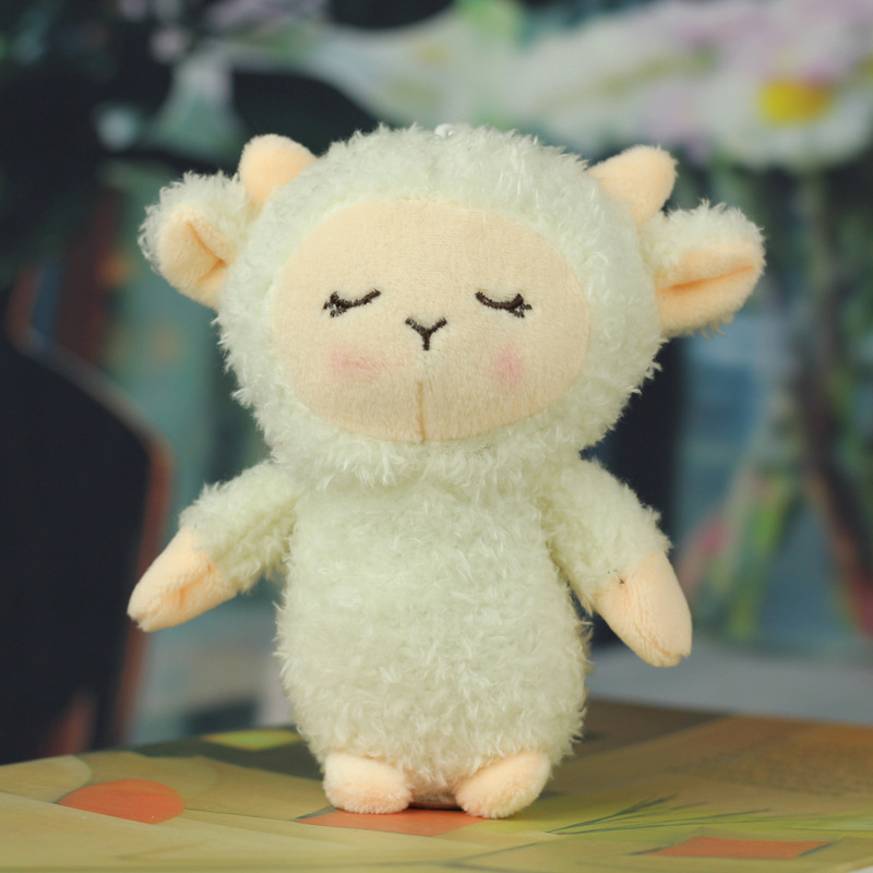 Super lindo Cordero muñeca colgante llavero Mini tamaño pequeño ovejas muñeca Ragdoll niños bolsa adornos image 11