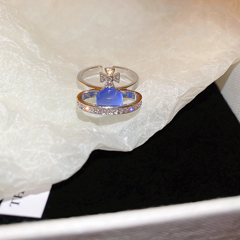 Luz de lujo circón retro Cruz hueco anillo frío estilo personalizado abierto anillo de dedo índice Corea del Sur ins pulsera del todo fósforo