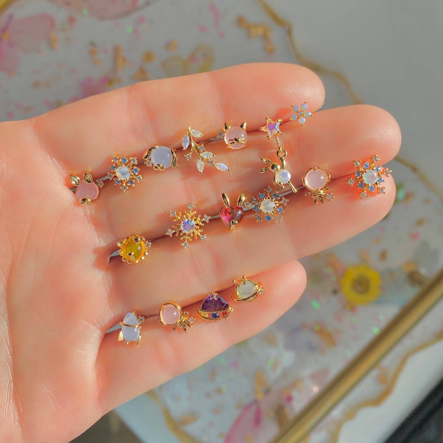 Fashion cute ear copper studs rod screw zircon wholesale