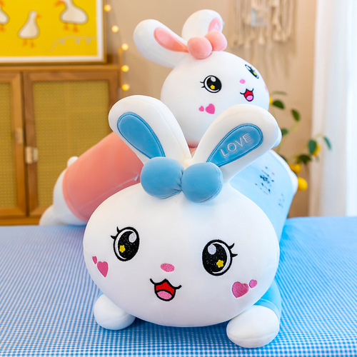 Cute super soft pink lying rabbit pillow for girls sleeping plush toy rabbit rag doll long pillow bed big