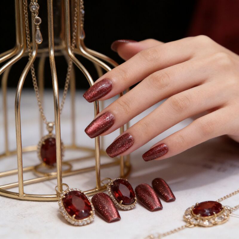 Retro Violet Light-Chasing Black Hole Cat-Eye Press-On Nails with a Simple Design That Enhances Complexion and Exudes an Elegant, High-End Feel, Removable Nail Art