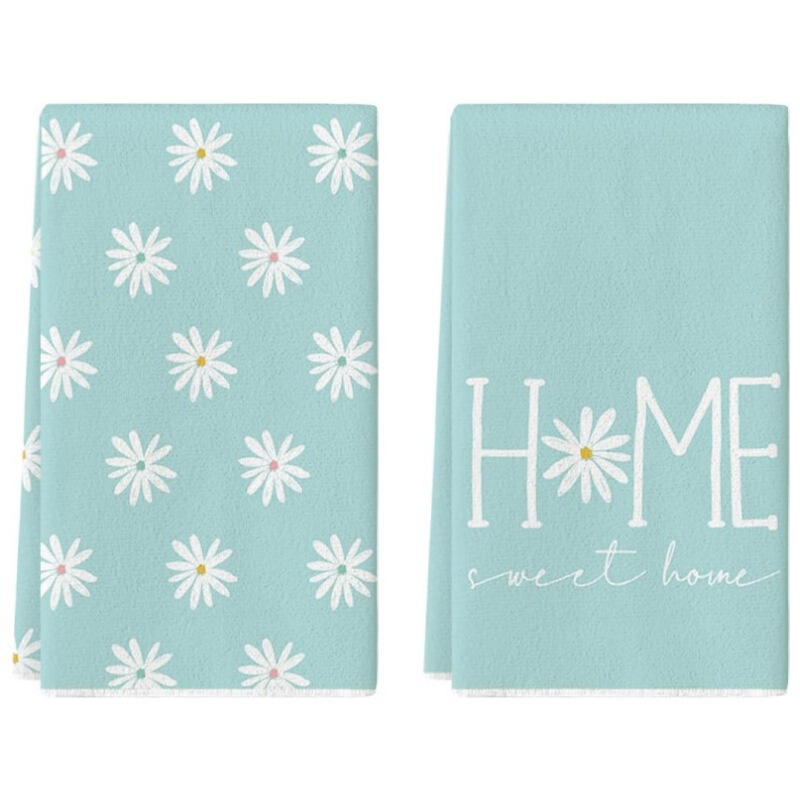 Cross-border Hot Sale Summer Kitchen Towel Microfiber Material Daisy Digital Printing Dishwashing Towel Absorbent Decontamination Towel