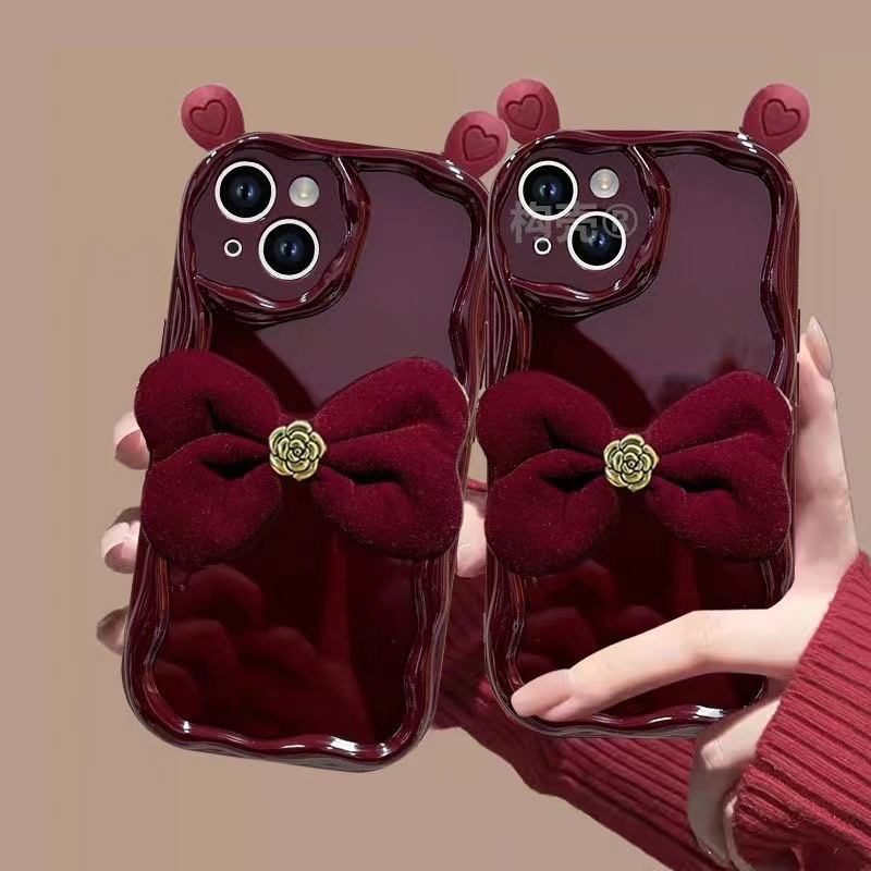 Apple 16Pro Bow-Knot Silicone Phone Case Suitable for Iphone17Promax Heart Camellia Protective Case Apple 16Pro Bow-Knot Silicone Phone Case Suitable for Iphone17Promax Heart Camellia Protective Case